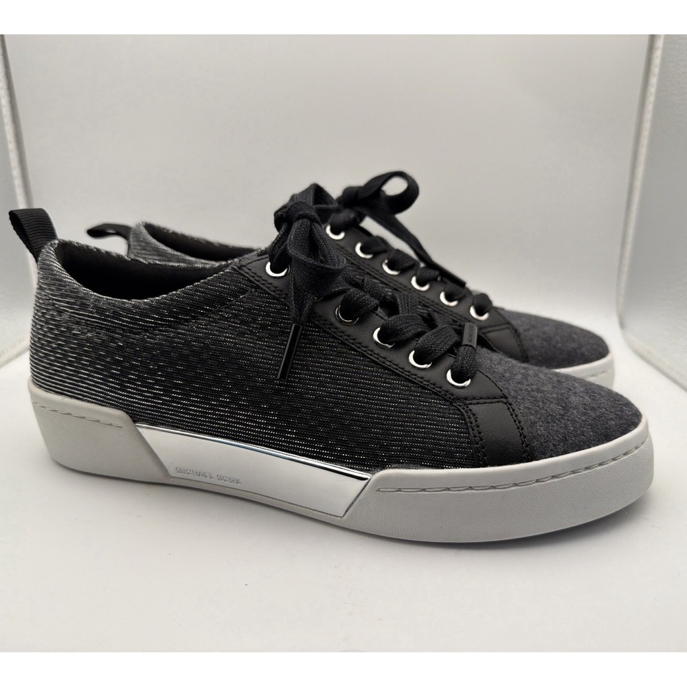 New! Michael Kors Brenden Gunmetal Dark Grey Lace Up Trainer Walking Sneakers 6M